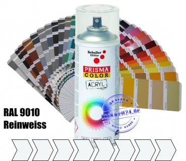 Schuller Acryllack, RAL 9010 Reinweiss, Glänzend, 400ml Sprühdose (Restposten)